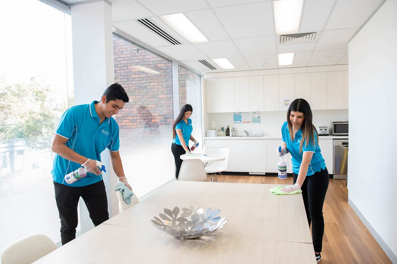 CMS cleaning an office kitchen